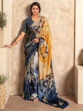 Excellent Multi-Color Digital Printed Satin Party Wear Saree - Zeel Clothing