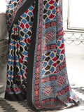 Excellent Multi-Color Digital Printed Satin Traditional Saree With Blouse - Zeel Clothing