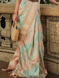 Excellent Multi-Color Zari Weaving Satin Saree With Blouse - Zeel Clothing