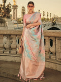 Excellent Multi-Color Zari Weaving Satin Saree With Blouse - Zeel Clothing