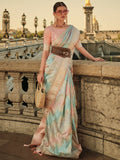 Excellent Multi-Color Zari Weaving Satin Saree With Blouse - Zeel Clothing