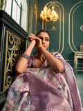 Excellent Off-White & Mauve Digital Printed Cotton Saree With blouse - Zeel Clothing