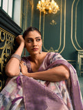 Excellent Off-White & Mauve Digital Printed Cotton Saree With blouse - Zeel Clothing