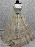 Excellent Off-White Lace Work Net Bridesmaid Lehenga Choli - Zeel Clothing