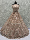 Excellent Peach Zircon Work Net Wedding Wear Lehenga Choli With Dupatta - Zeel Clothing