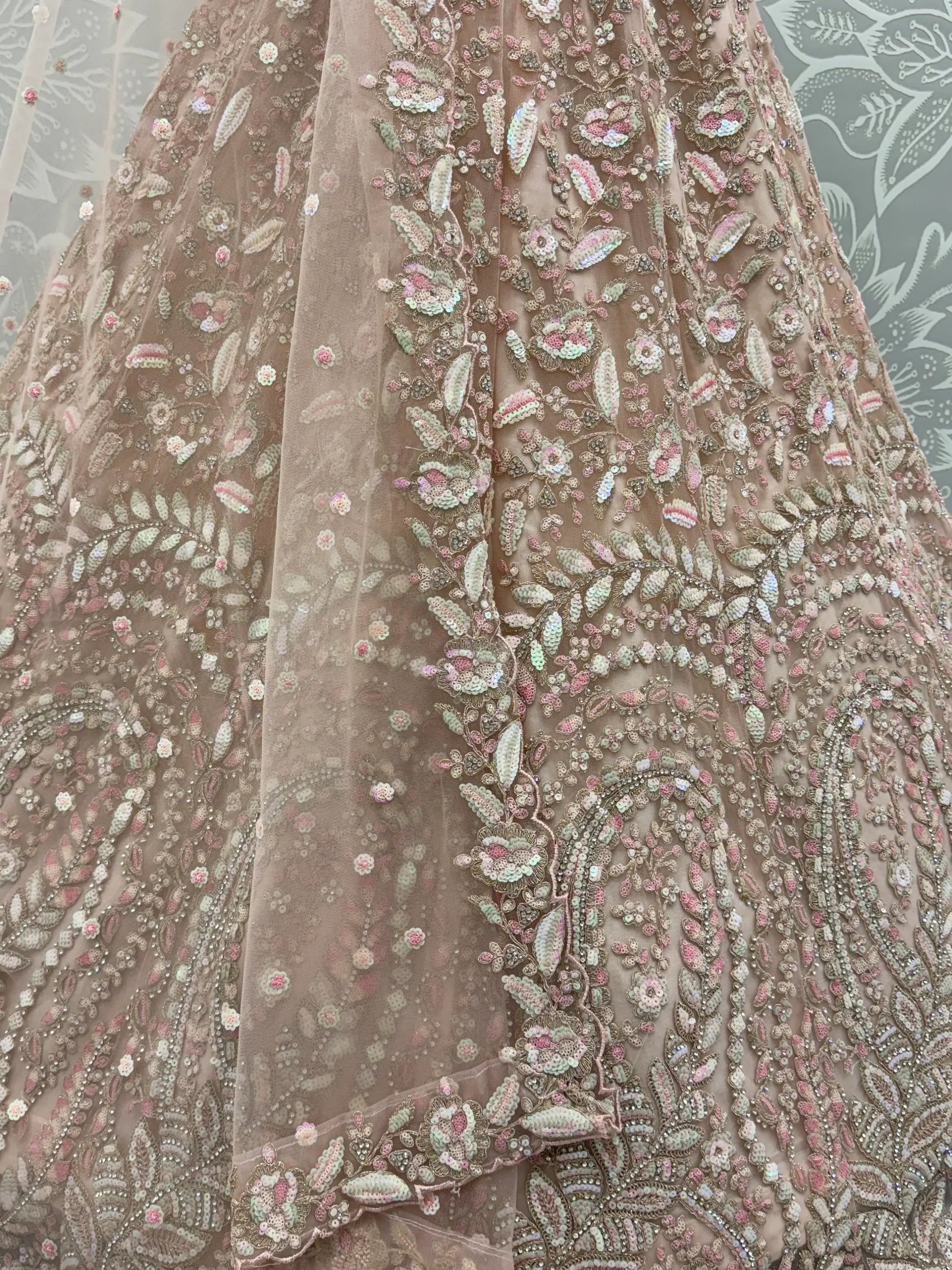 Excellent Peach Zircon Work Net Wedding Wear Lehenga Choli With Dupatta - Zeel Clothing