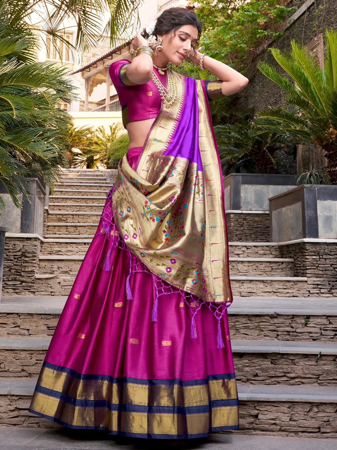 Excellent Pink Jacquard Paithani Festival Wear Lehenga Choli - Zeel Clothing