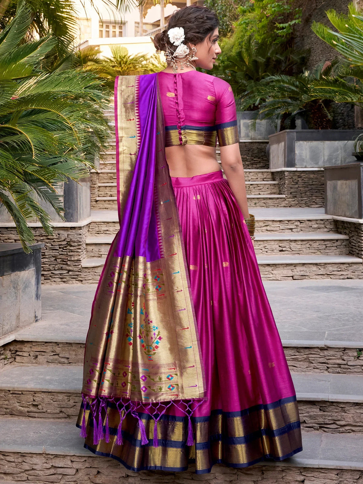 Excellent Pink Jacquard Paithani Festival Wear Lehenga Choli - Zeel Clothing