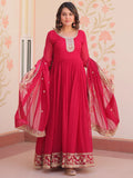 Excellent Pink Sequins Georgette Function Wear Gown With Dupatta - Zeel Clothing