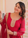 Excellent Pink Sequins Georgette Function Wear Gown With Dupatta - Zeel Clothing