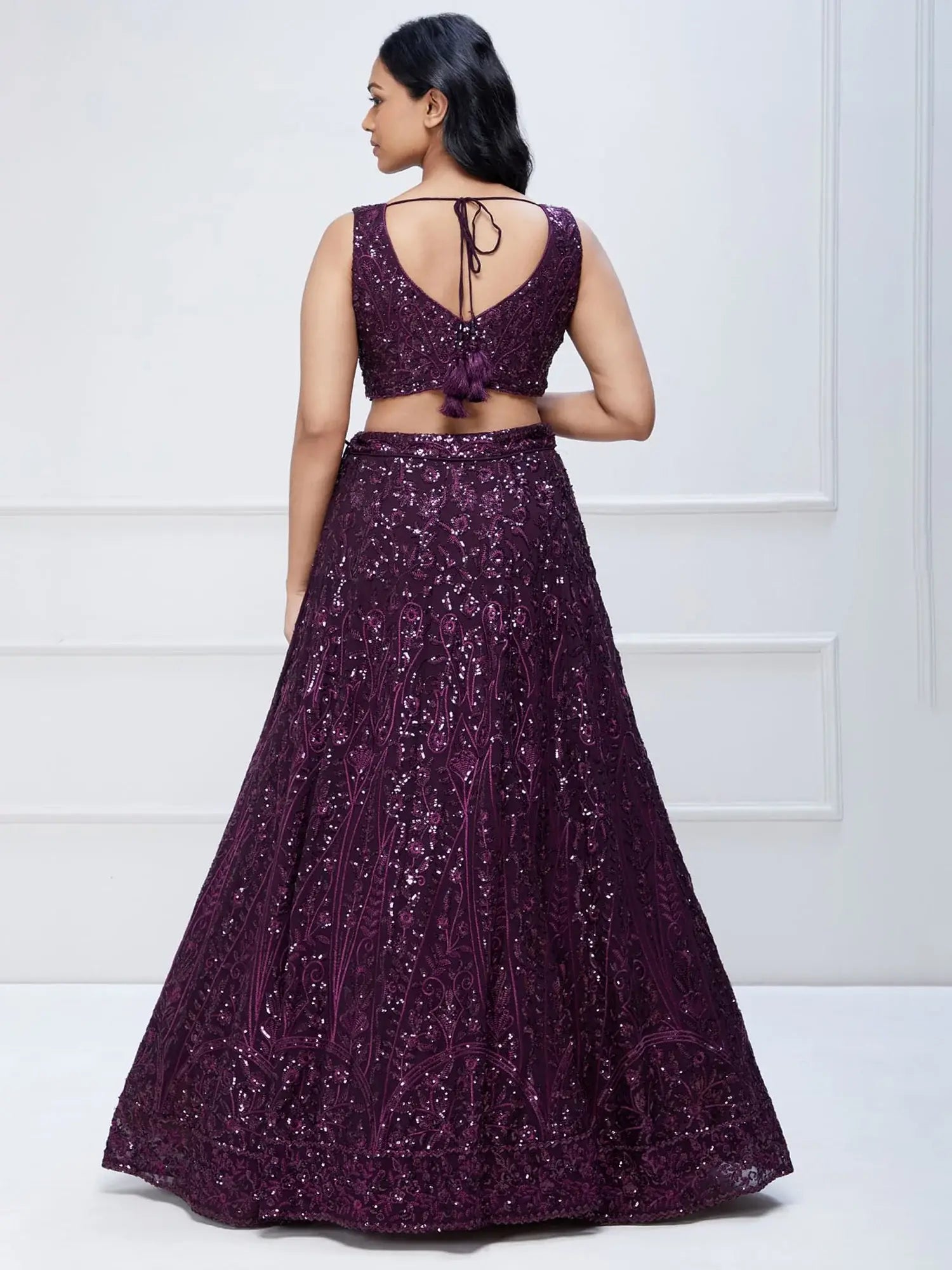 Excellent Purple Sequins Georgette Reception Wear Lehenga Choli - Zeel Clothing