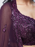 Excellent Purple Sequins Georgette Reception Wear Lehenga Choli - Zeel Clothing