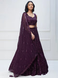 Excellent Purple Sequins Georgette Reception Wear Lehenga Choli - Zeel Clothing