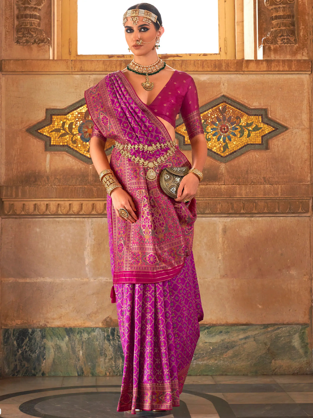 Excellent Purple Weaving Silk Events Wear Saree With Blouse - Zeel Clothing