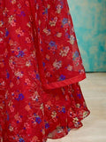 Excellent Red Digital Print Organza Party Wear Lehenga Choli - Zeel Clothing