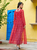 Excellent Red Gamthi Work Georgette Traditional Long Kurti - Zeel Clothing