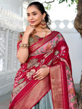 Excellent Sea Green Kalamkari Printed Dola Silk Lehenga Choli - Zeel Clothing