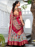 Excellent Sea Green Kalamkari Printed Dola Silk Lehenga Choli - Zeel Clothing
