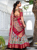 Excellent Sea Green Kalamkari Printed Dola Silk Lehenga Choli - Zeel Clothing