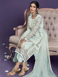 Elegant mint green embroidered kurta set with dupatta, styled for women's fashion