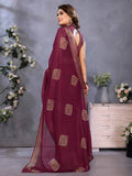 Excellent Wine Shibori Printed Chiffon Event Wear Saree With Blouse - Zeel Clothing