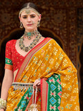 Excellent Yellow Printed Silk Haldi Wear Saree With Blouse - Zeel Clothing
