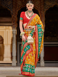 Excellent Yellow Printed Silk Haldi Wear Saree With Blouse - Zeel Clothing