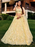 Excellent Yellow Sequins Net Haldi Wear Lehenga Choli With Dupatta - Zeel Clothing