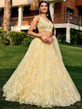 Excellent Yellow Sequins Net Haldi Wear Lehenga Choli With Dupatta - Zeel Clothing