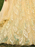 Excellent Yellow Sequins Net Haldi Wear Lehenga Choli With Dupatta - Zeel Clothing