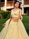 Excellent Yellow Sequins Net Haldi Wear Lehenga Choli With Dupatta - Zeel Clothing