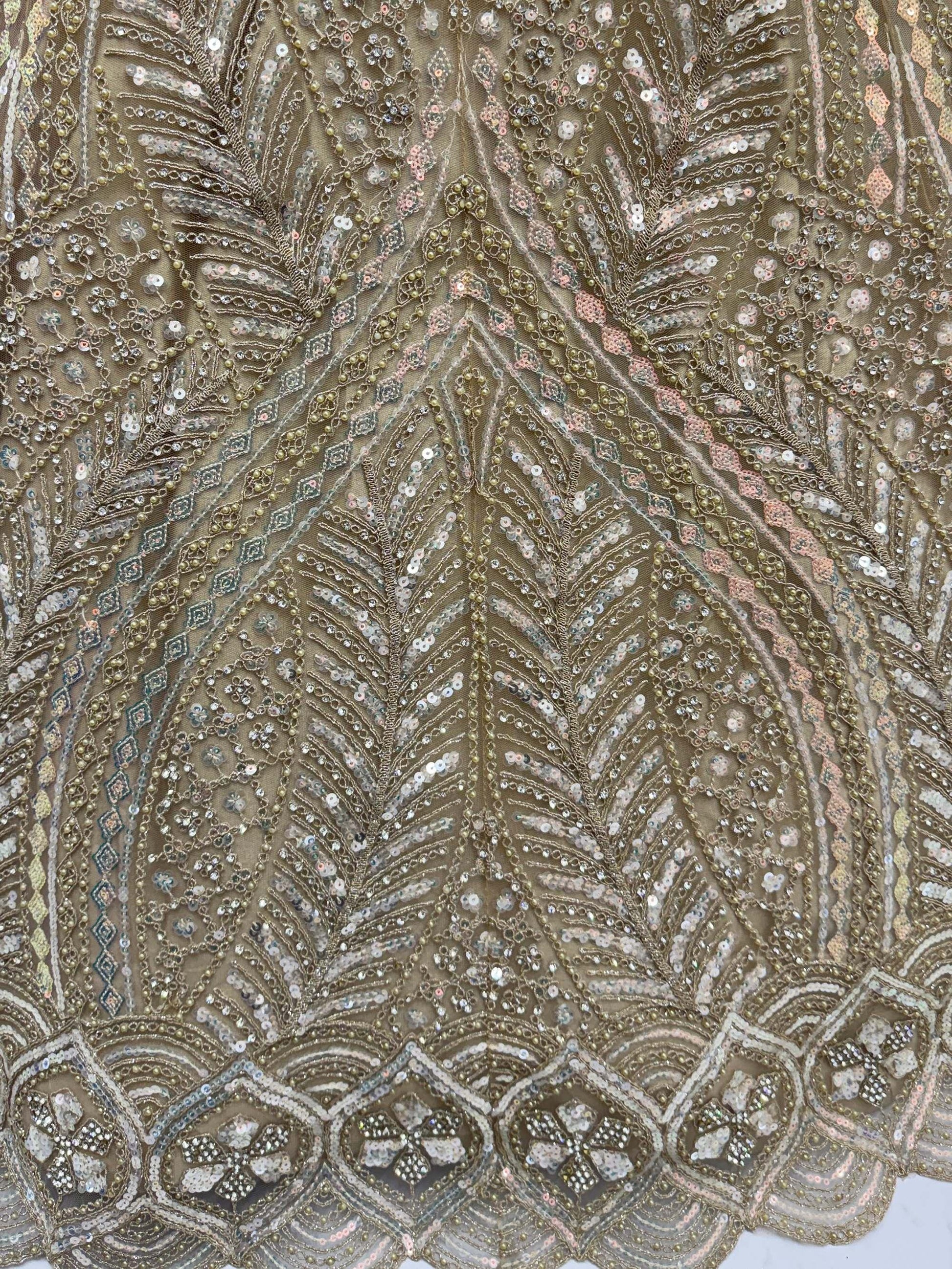 Exceptional Golden Dori Work Net Sangeet Wear Lehenga Choli With Dupatta