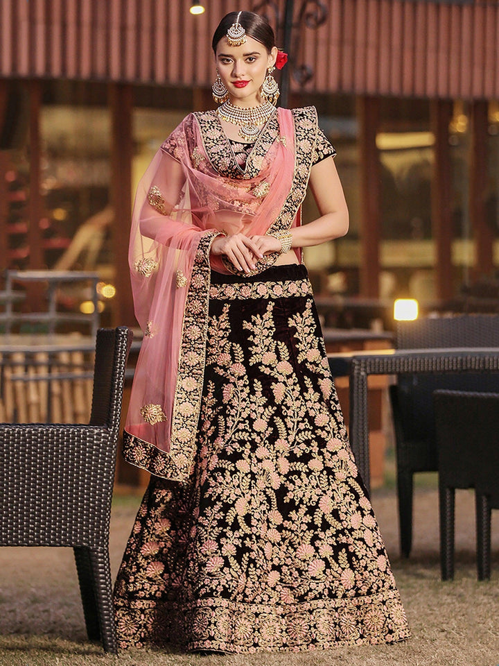 Exceptional Maroon Colored Wedding Wear Embroidered Lehenga Choli