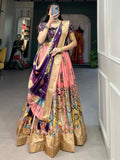 Exceptional Peach Kalamkari Print Silk Traditional Lehenga Choli - Zeel Clothing