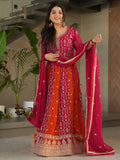 Exceptional Pink Zari Embroidery Georgette Wedding Wear Gown With Dupatta - Zeel Clothing