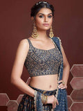Exquisite Blue Digital Printed Chinon Silk Party Wear Lehenga Choli - Zeel Clothing