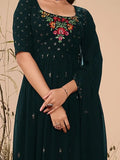 Exquisite Dark Olive Green Sequins Georgette Ready-Made Palazzo Suit - Zeel Clothing