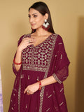Exquisite Dark Pink Embroidered Georgette Function Wear Anarkali Suit - Zeel Clothing