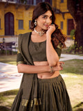 Exquisite Grey Zari Weaving Cotton Lehenga Choli With Dupatta