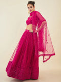 Exquisite Pink Sequins Net Sangeet Wear Lehenga Choli With Dupatta - Zeel Clothing