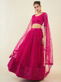 Exquisite Pink Sequins Net Sangeet Wear Lehenga Choli With Dupatta - Zeel Clothing