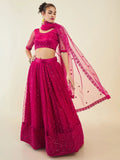 Exquisite Pink Sequins Net Sangeet Wear Lehenga Choli With Dupatta - Zeel Clothing