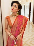 Exquisite Pink Woven Silk Festive Wear Saree With Blouse - Zeel Clothing