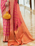 Exquisite Pink Woven Silk Festive Wear Saree With Blouse - Zeel Clothing