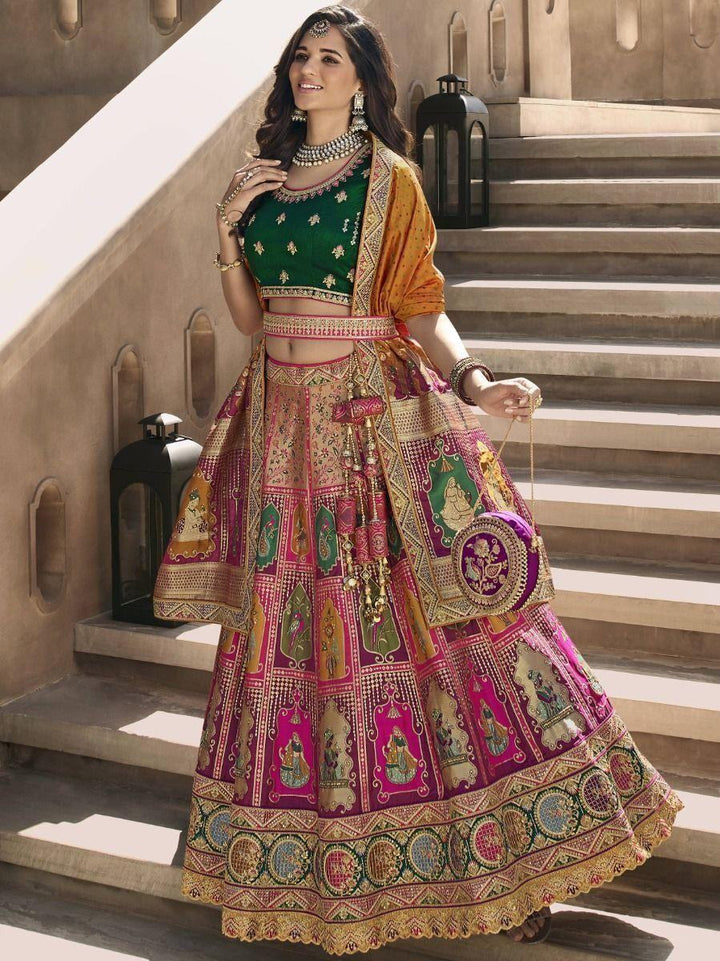 Exquisite Purple Embroidered Banarasi Silk Wedding Lehenga Choli - Zeel Clothing