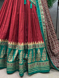 Exquisite Red Foil Print Silk Festive Wear Lehenga Choli With Dupatta - Zeel Clothing