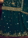 Exquisite Teal Green Embroidered Georgette Lehenga Suit - Zeel Clothing