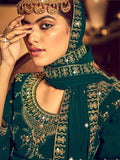 Exquisite Teal Green Embroidered Georgette Lehenga Suit - Zeel Clothing