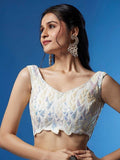 Exquisite White Sequins Net Sangeet Wear Lehenga Choli With Dupatta - Zeel Clothing