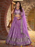Eye Catching Lavender Silk Floral Zari Designer Lehenga Choli - Zeel Clothing